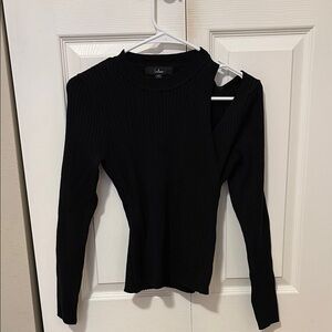 Lulu's Black Ribbed Women's Top